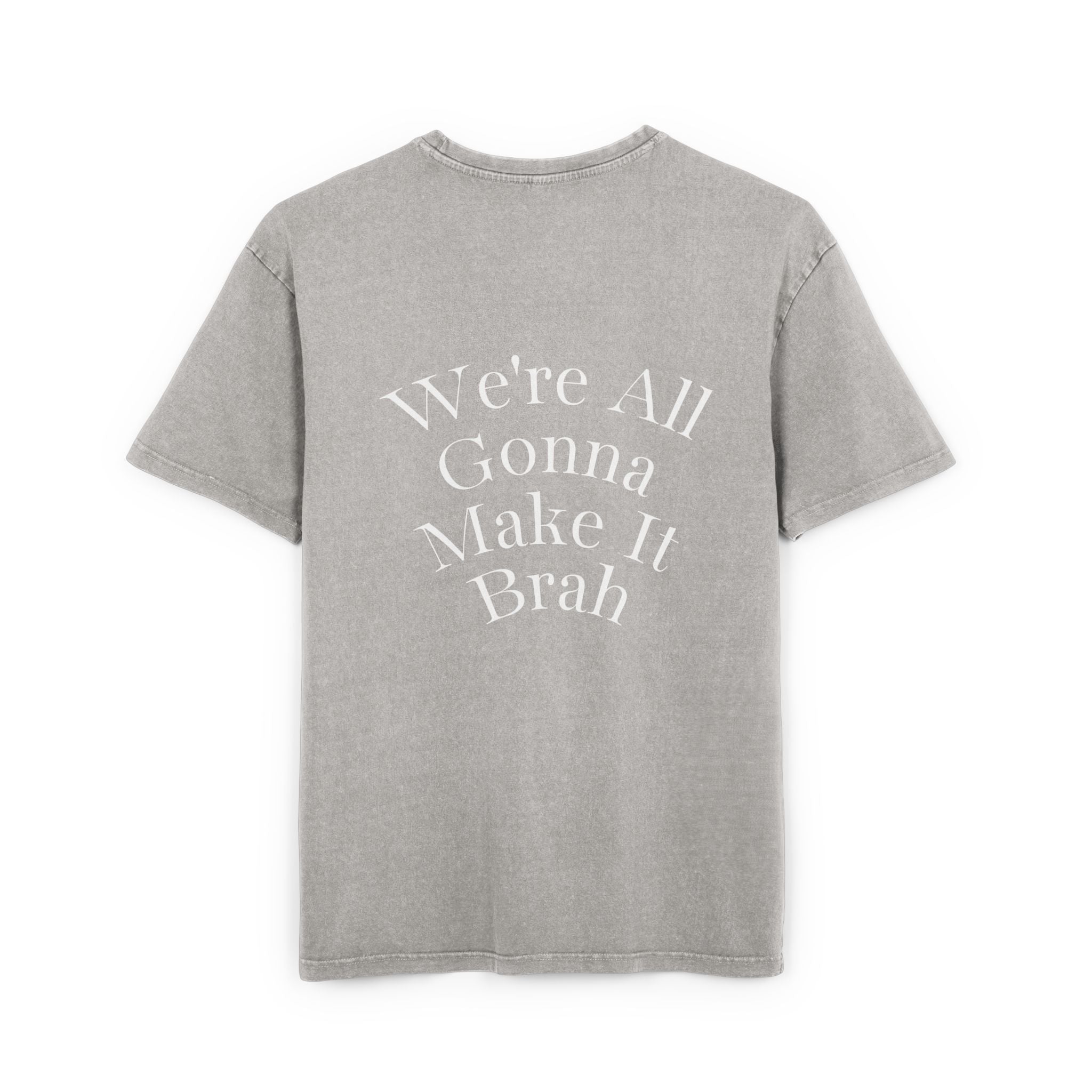 Grey Mens Oversize Tee — Zyzz Pump Cover Angel Wings Graphic "We're All Gonna Make It Brah"