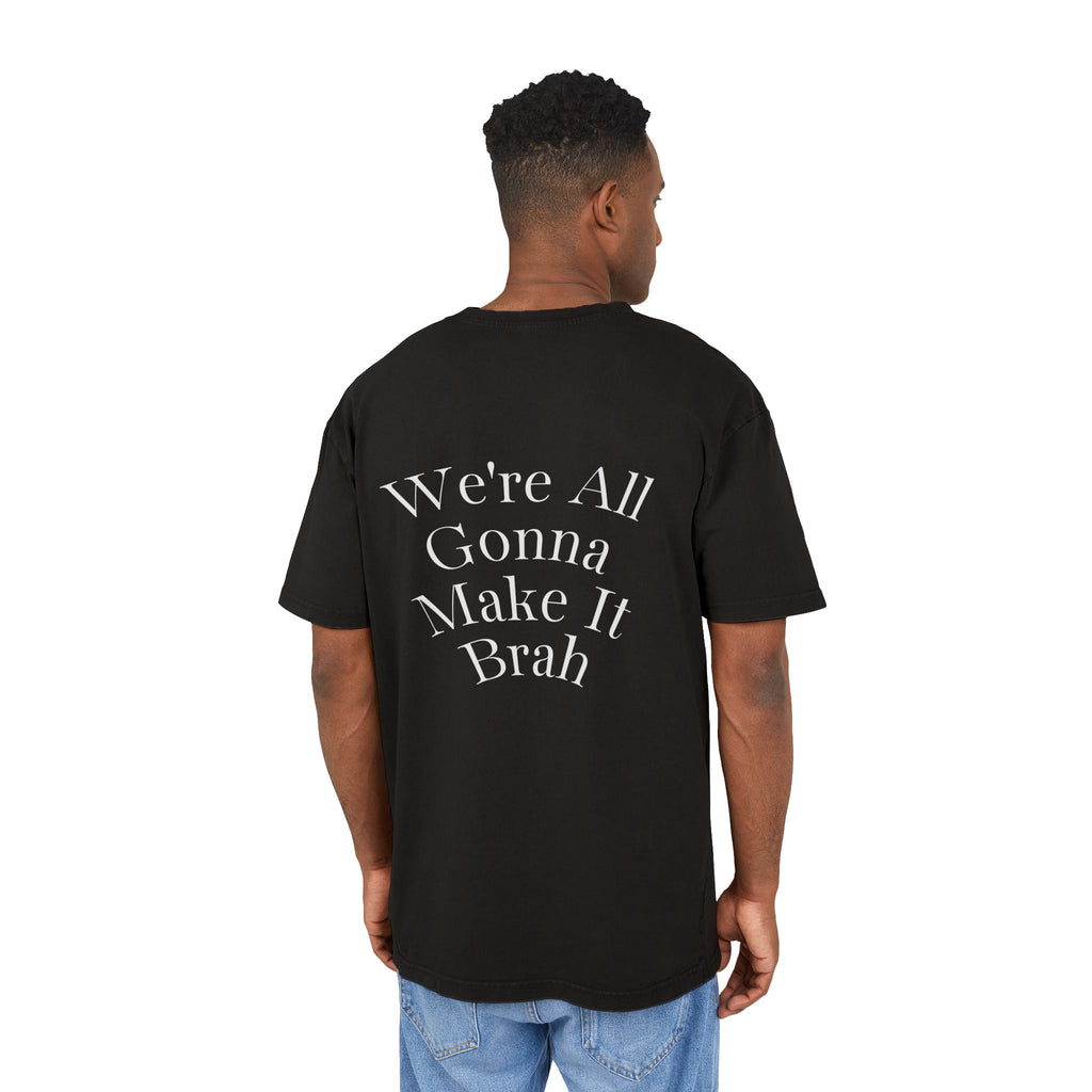 Black Mens Oversize Tee — Zyzz Pump Cover Angel Wings Graphic "We're All Gonna Make It Brah"