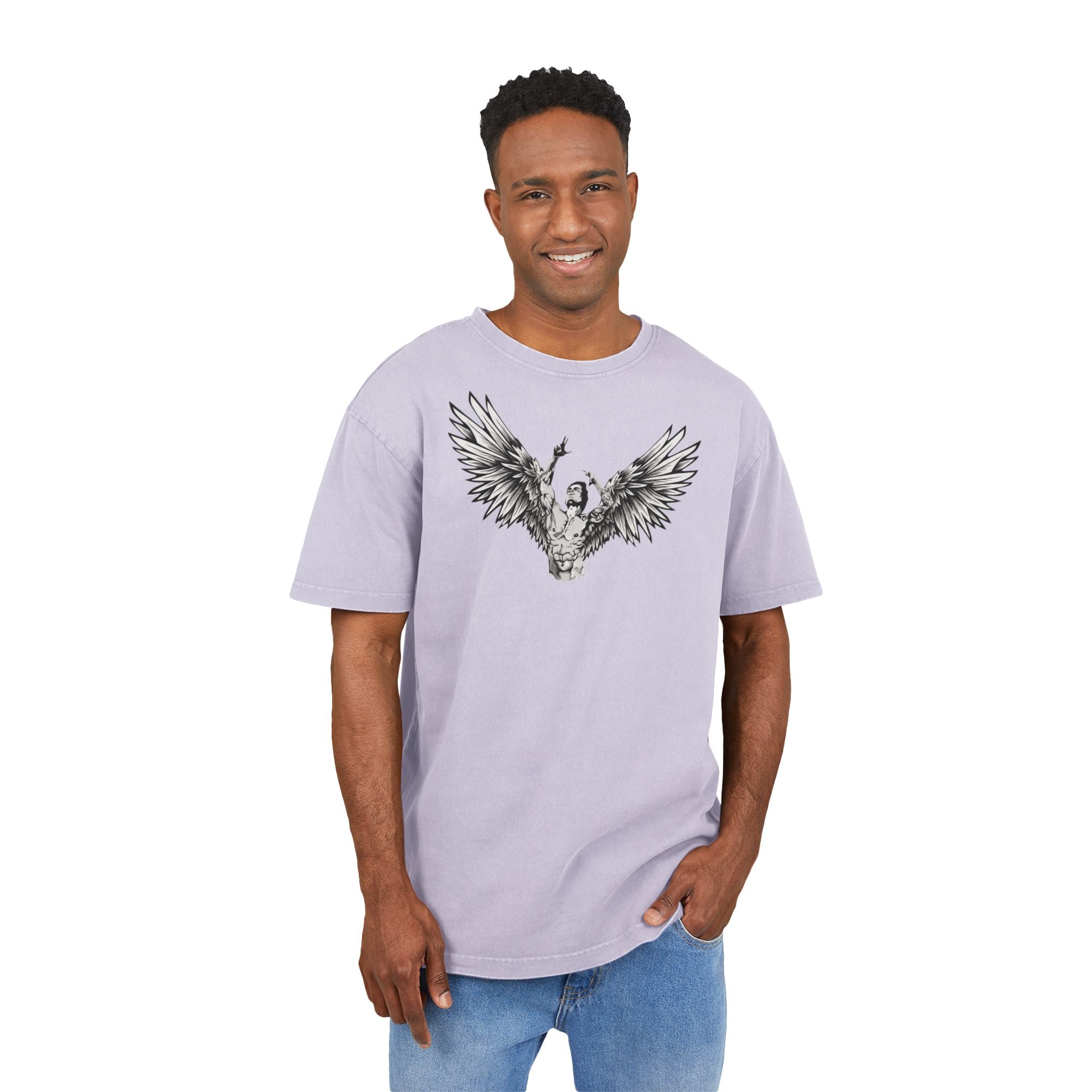Mens Oversize Tee — Zyzz Pump Cover Angel Wings Graphic "We're All Gonna Make It Brah"