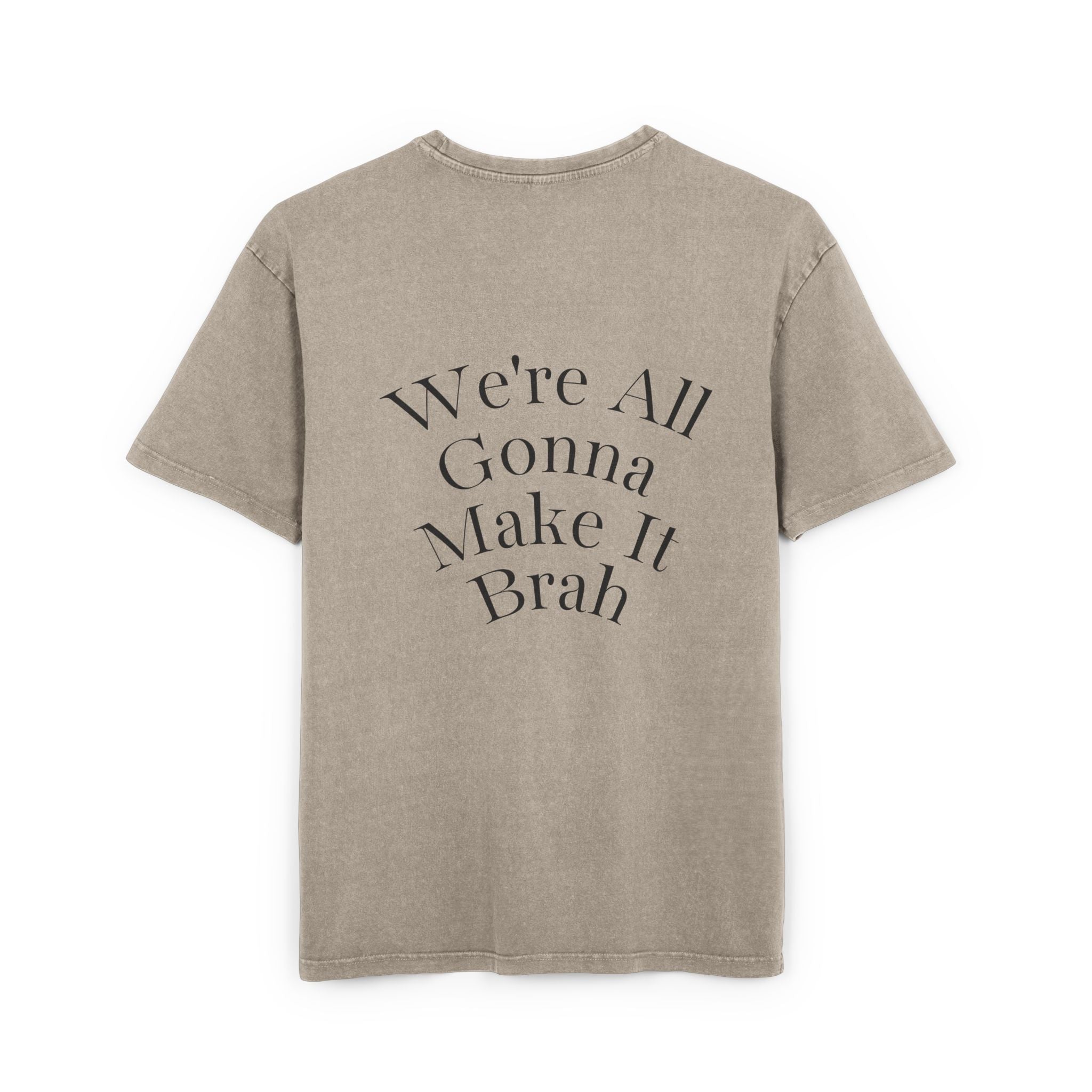 Khaki Mens Oversize Tee — Zyzz Pump Cover Angel Wings Graphic "We're All Gonna Make It Brah"