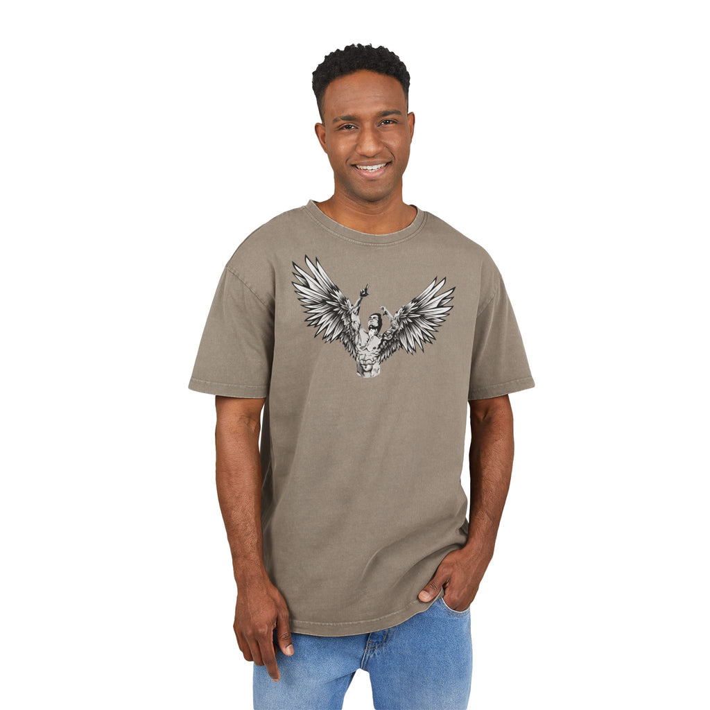 Khaki Herren Oversize T-Shirt – Zyzz Pump Cover Flügelmotiv "We're All Gonna Make It Brah"