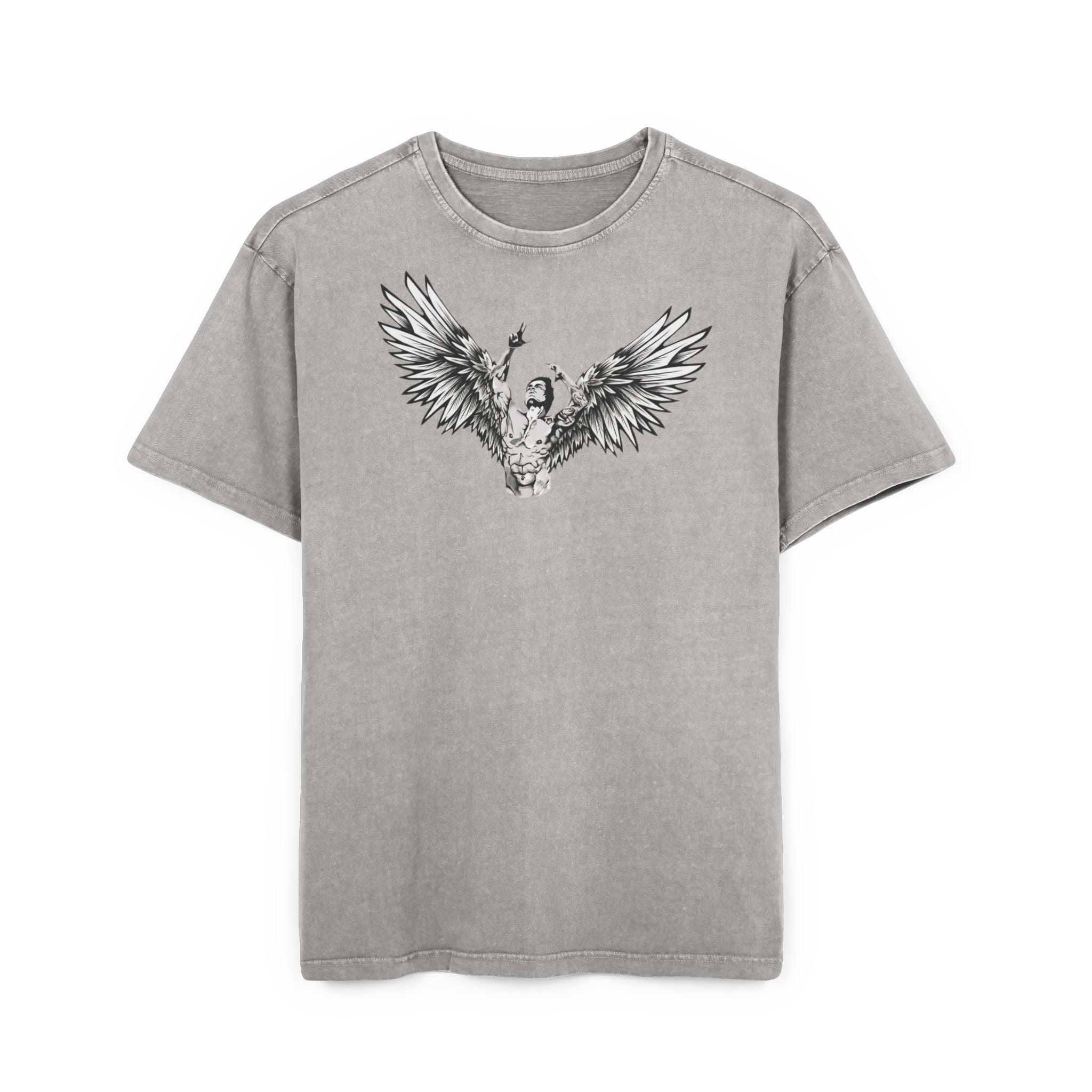 Graues Herren Oversize T-Shirt – Zyzz Pump Cover Angel Wings Grafik „We're All Gonna Make It Brah“