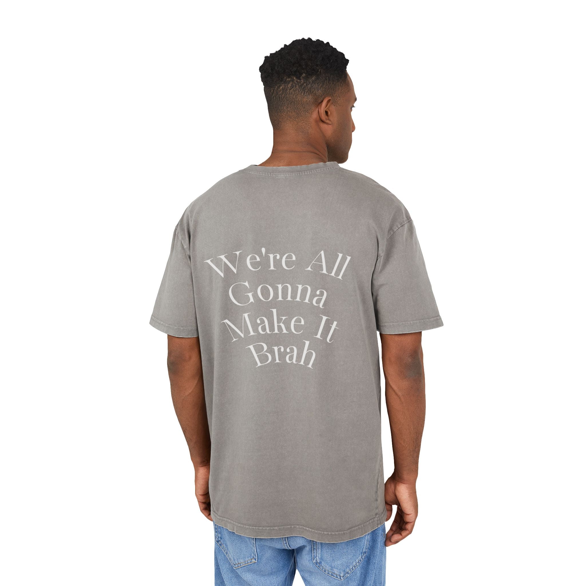 Graues Herren Oversize T-Shirt – Zyzz Pump Cover Angel Wings Grafik „We're All Gonna Make It Brah“